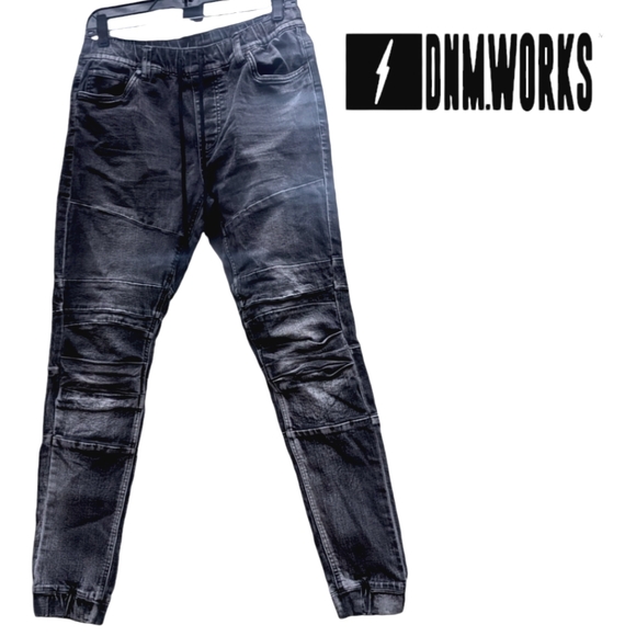 DNM.WRKS JACKSON - 5 Pocket Moto Pintuck Jogger - Dark Grey Wash - Picture 2 of 8